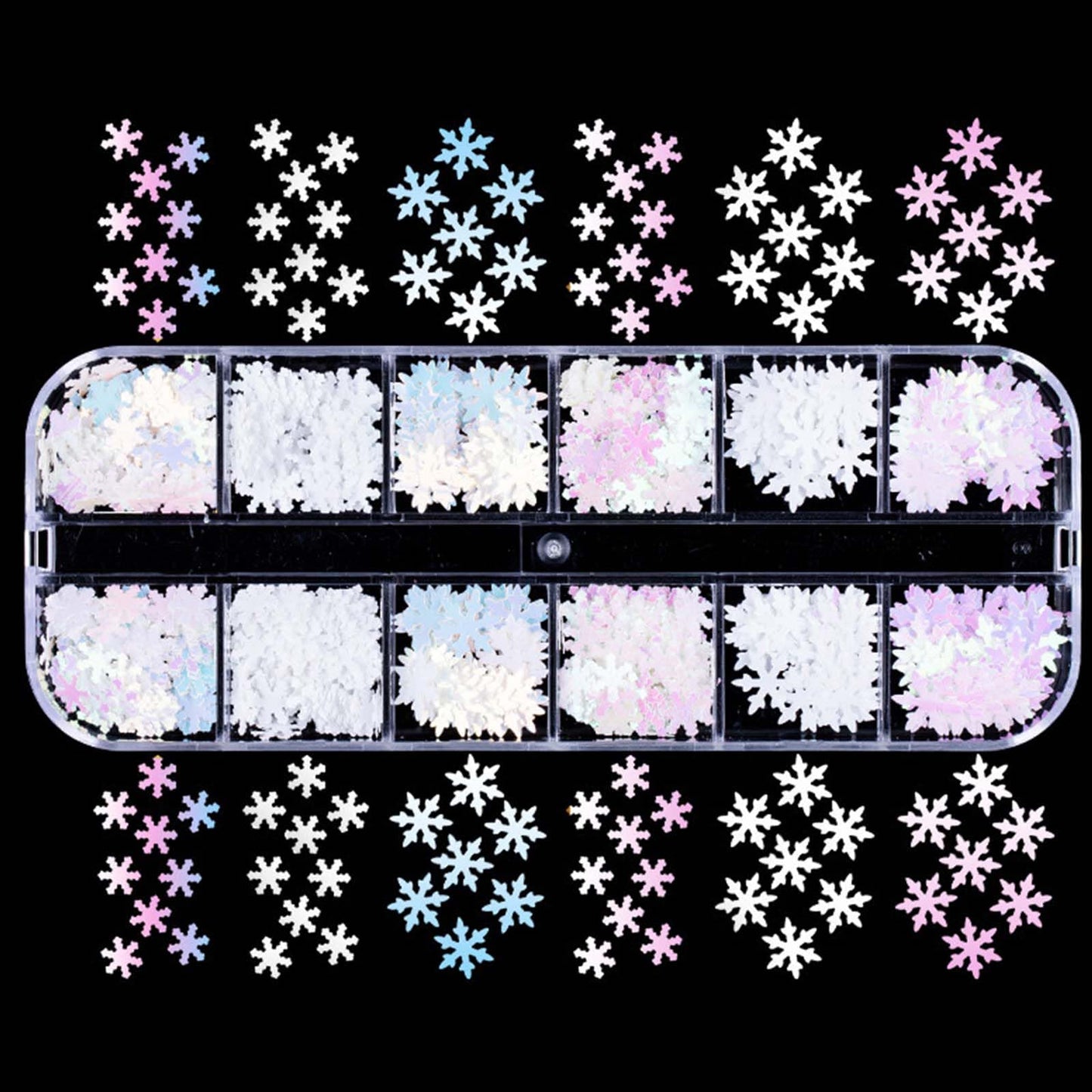 2 Box Christmas Nail Art Glitters Snowflake Nail Sequins Xmas Nail Glitter 3D Mixed Snowflake Tree Star Circle Nail Sparkly Flakes Design for Women DIY Acrylic Manicure Holiday Nail Art Decoration