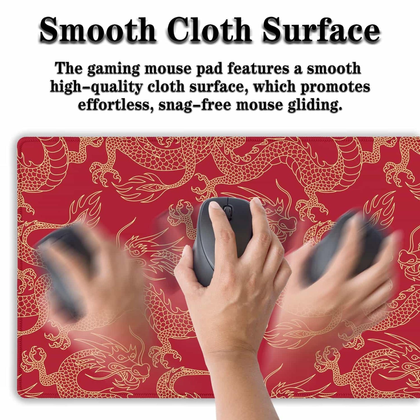Samgula Keyboard Pad Red, Gaming Mousepad Desk Pad Big Mouse Pads Desk Decor for Men, 900X400 Mouse Pad Waterproof Non-Slip Rubber Base, 35.4 X 15.7 inch for Work/Game/Office/Home Chinese Dragon