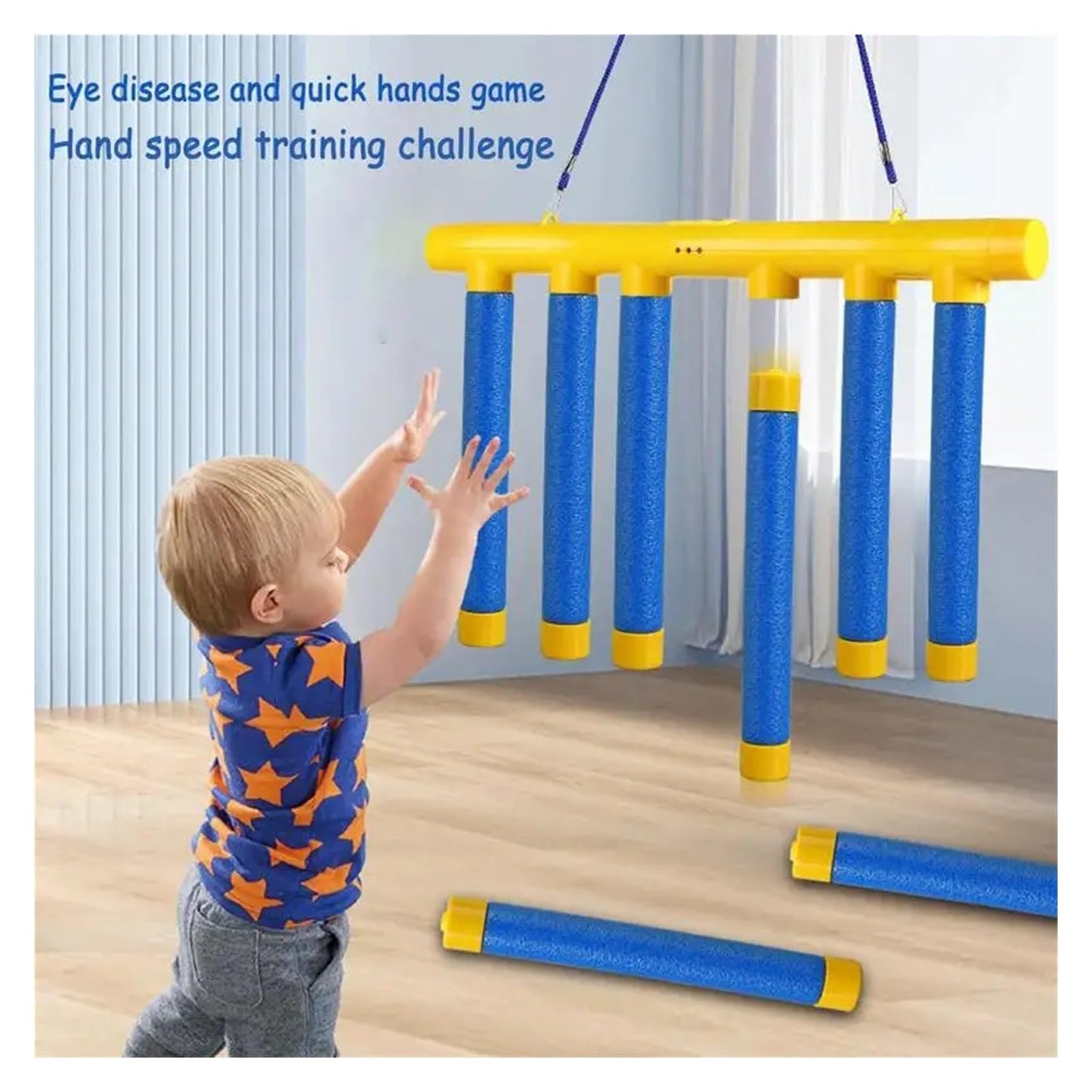 BUSTALOZZII Reflex Challenge Drop Sticks Game - Hand Eye Coordination & Reaction Training Toy for Kids & Adults, Nerve Exercise Catching Sticks Game