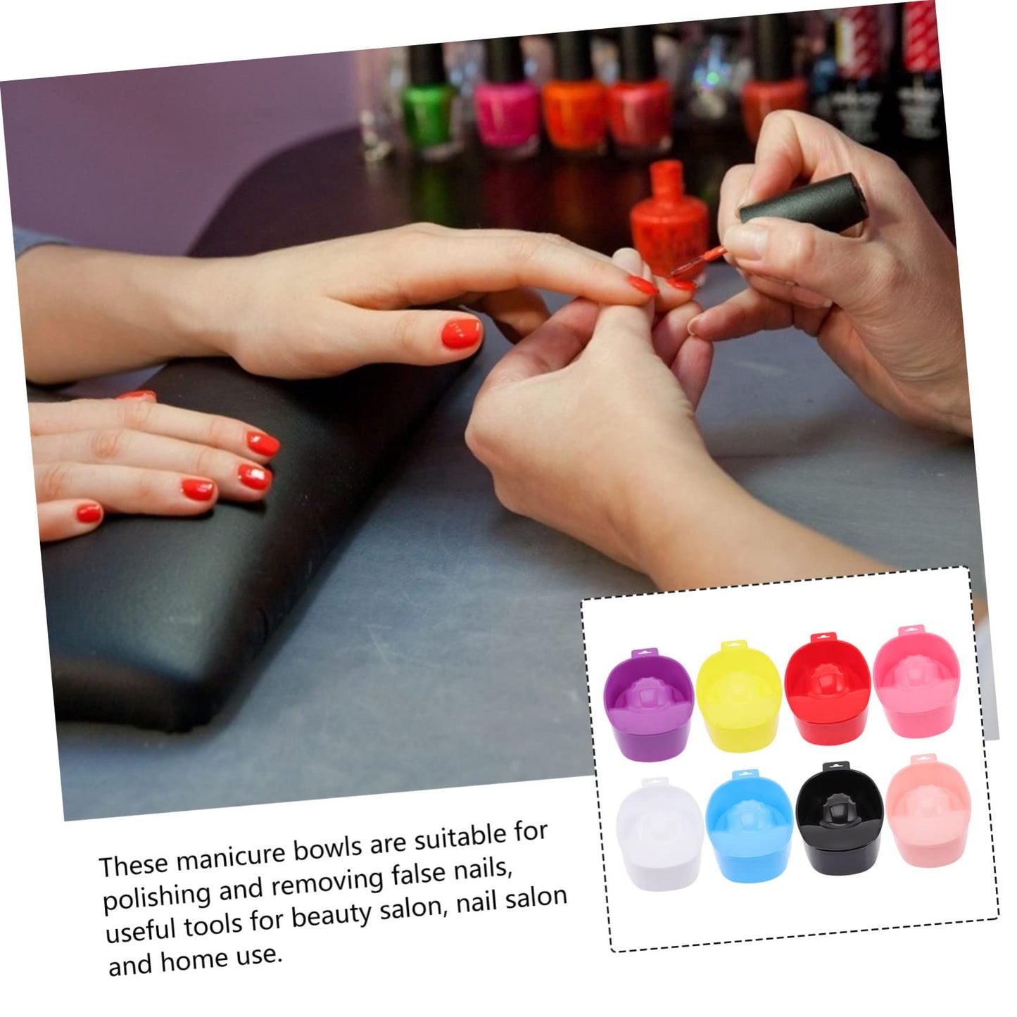 Nail Soaking Bowl Acetone Proof, 8PCS Nail Polish Powder Removal Tray Manicure Bowl Soaker Set for Art Fake Polishing Remover Treatment, Manicure Soaking Tool
