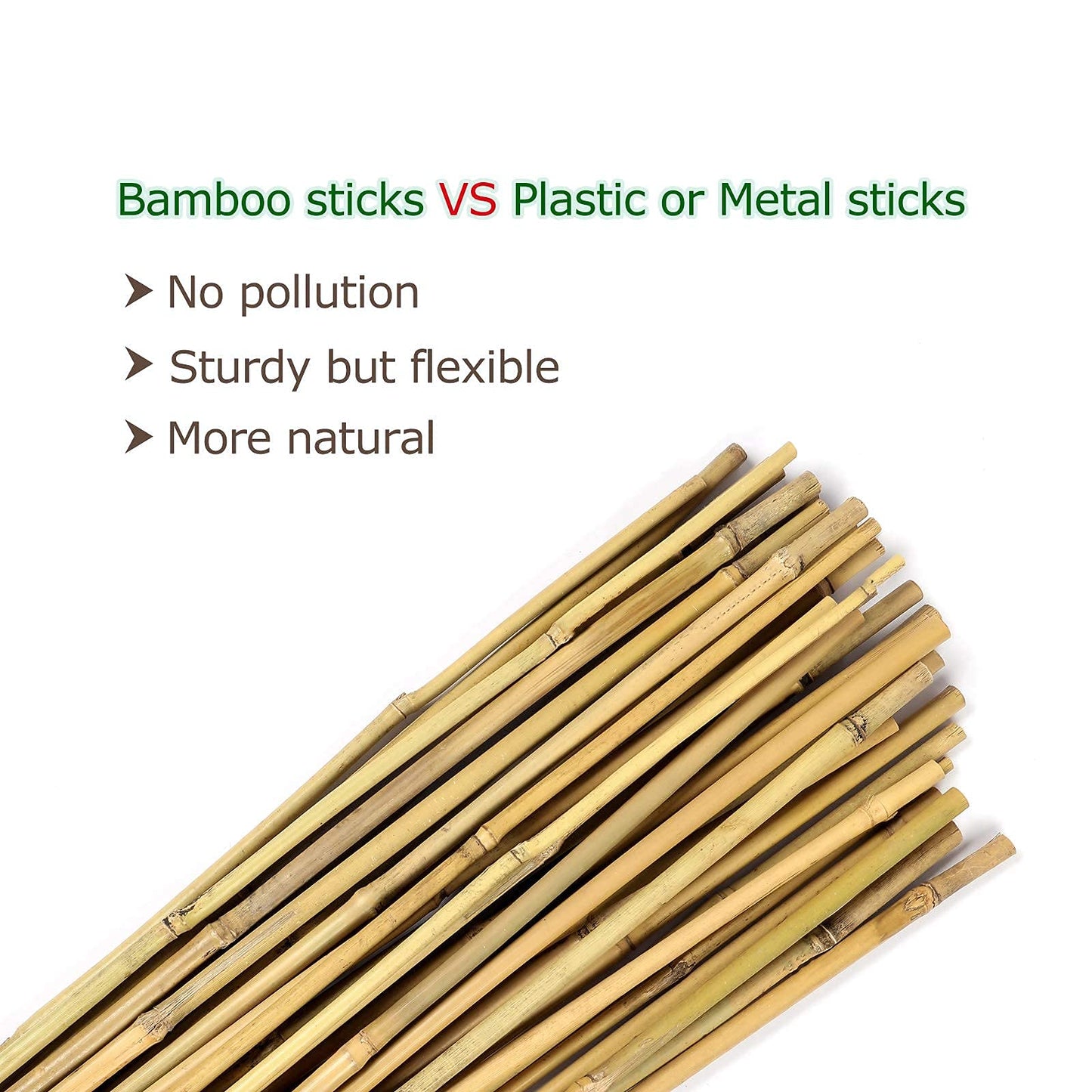 Cambaverd 6ft Bamboo Garden Stakes Eco-Friendly Plant Stakes 6 Feet, Bamboo Poles for Tomatoes Beans Climbing Plants Support - Pack of 20 Bamboo Stakes
