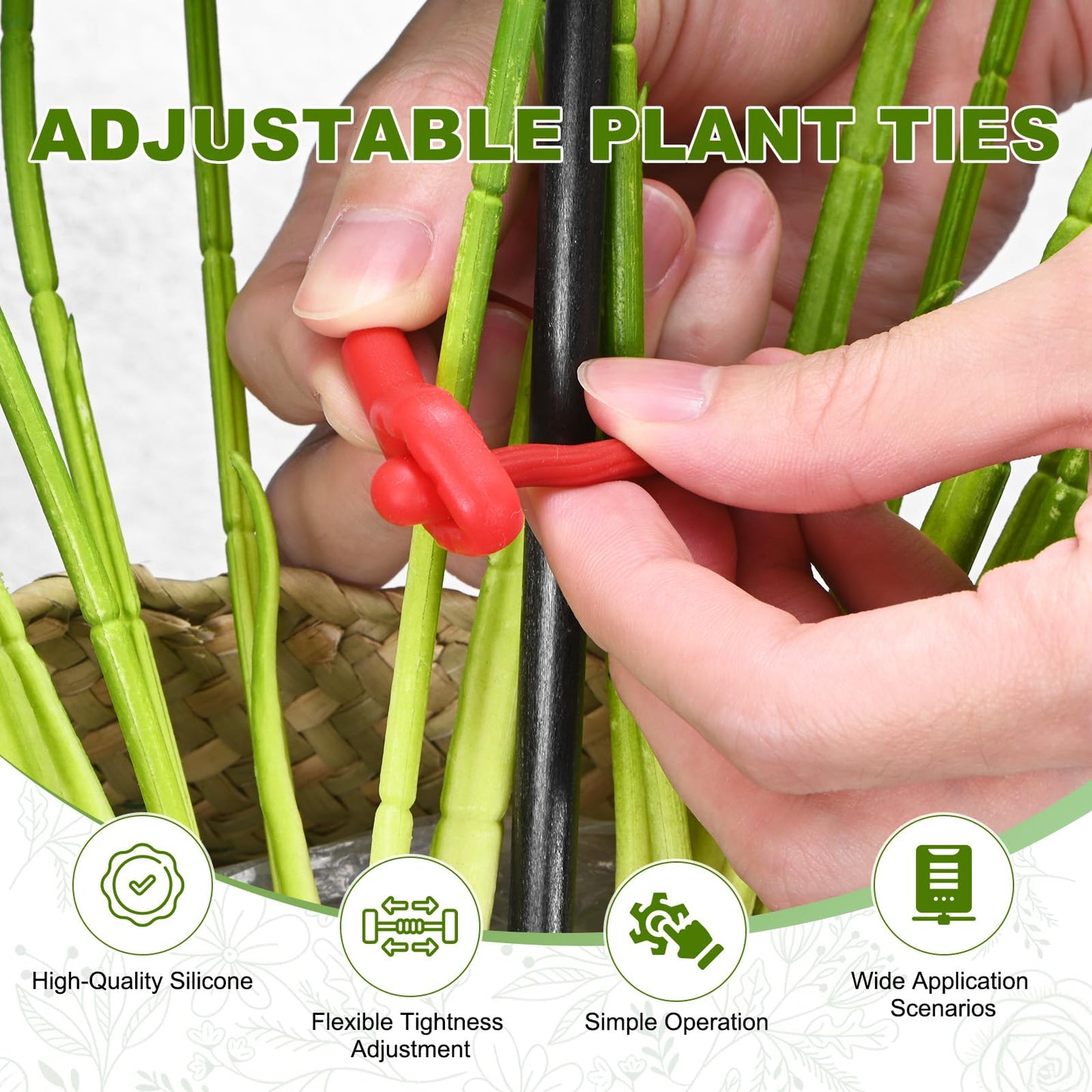 M METERXITY 12-Pack Adjustable Plant Ties, 6inch/15.24cm Silicone Flexible Multi-Function Sturdy Garden Twist Tie for Plant Support/Tree/Shrub/Vine, Reusable Support Twine [Red]
