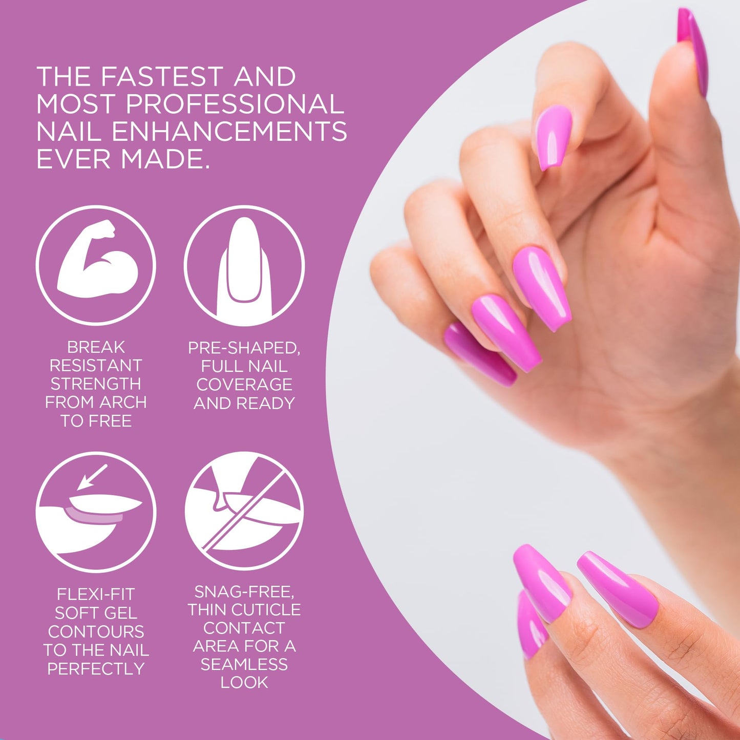 Gelish Soft Gel™ Tips – Professional Quality Press on Nails Extension for Strong, Long-Lasting Manicures – Easy Application, Natural Look, Pre-shaped False Nail (Medium Coffin Natural, 160 Count)