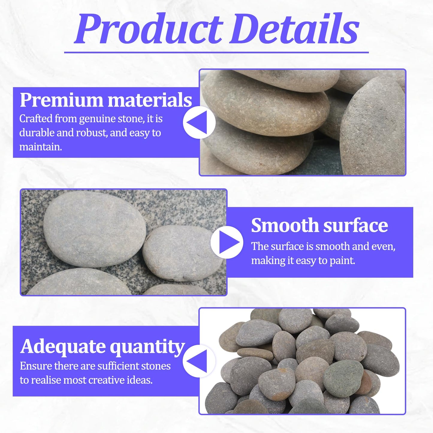 Huakaile 20 Pieces 1.18''-1.96'' Pebbles for Painting Rocks, Smooth Flat Stones for Painting Crafts Art DIY Decorative Creative Colouring