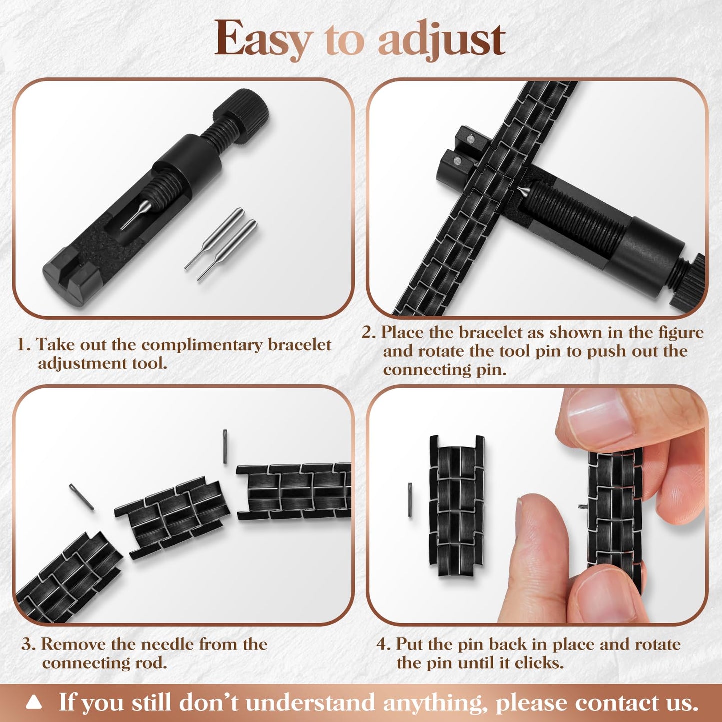 Mahnco Magnetic Bracelet for Men Adjustable Titanium Steel Men’s Bracelet with Double Rows Effective 4 Elements Magnets & Remove Tool (Black Classic)