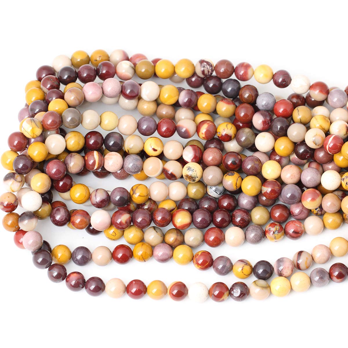 CHEAVIAN 45PCS 8mm Natural Moonkaite Jasper Gemstone Round Loose Beads for Jewelry Making DIY Handmade 1 Strand 15"
