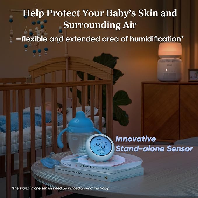 LEVOIT Humidifiers for Bedroom Baby, Sprout Evaporative with Dual Filters for Air & Water, Separate Sensor, Adjustable No Blue Nightlight, Auto Dry, Smart Control & Alexa, Auto Mode, 3.8L Tank for 36H