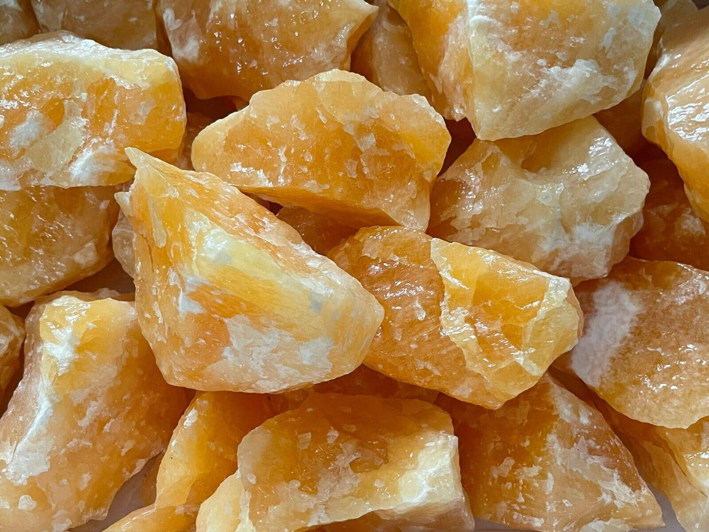 GAF TREASURES XL Orange Calcite Raw Stone, 3-4" Natural Calcite Healing Crystal (Orange Calcite, 0.5-1 lb)