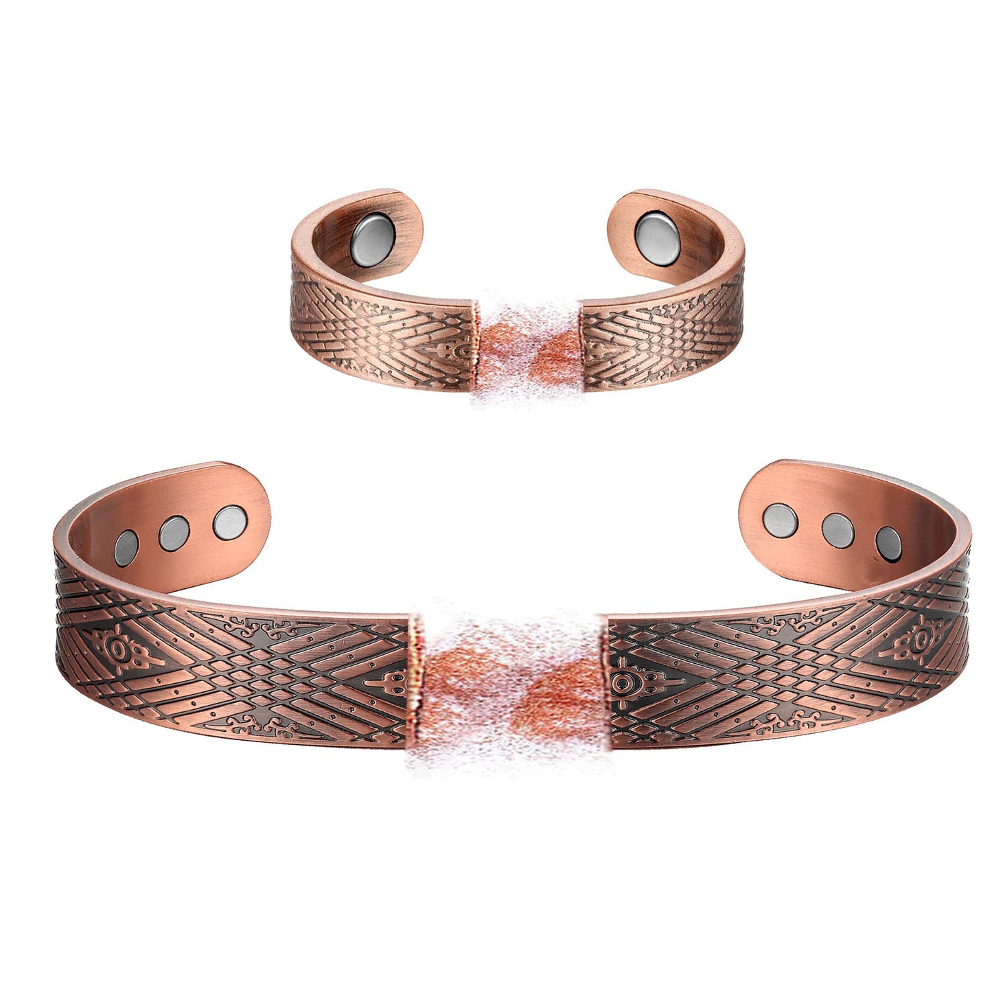 MagEnergy Copper Bracelet for Men, 99.9% Pure Copper Magnetic Bangle with Ultra Strength Magnets Large Adjustable Jewelry Gift Box