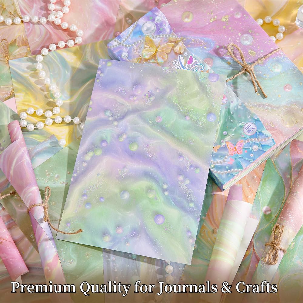 icceemee 160 Sheets of Pearlescent Scrapbook Paper, journaling Scrapbook Supplies Craft Collage Paper Set, Junk Journal Bullet Journal Poster Room Decor for Card Making Decorative Gifts