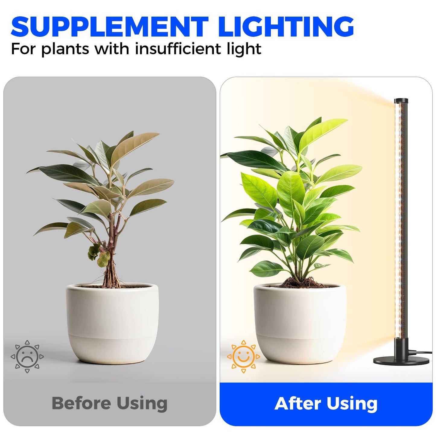 Barrina Standing Grow Light for Indoor Plants, 20W 2FT Desk LED Plant Light, Hanging and Standing, Table Top Full Spectrum Vertical Grow Lights with Stand and On/Off Switch, Ideal for Plants Growth