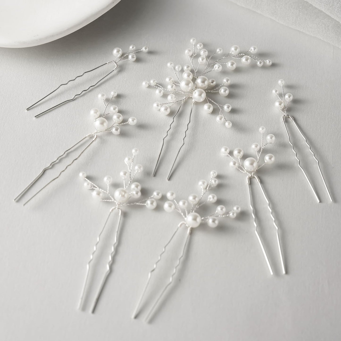 SWEETV 7 Pieces Bride Hair Accessories Pearl Wedding Hair Pins Leaf Bridal Hair Piece Vintage Hair Headpiece Leaf Hair Clips Jewelry for Women Bridesmaids Brides Flower Girls