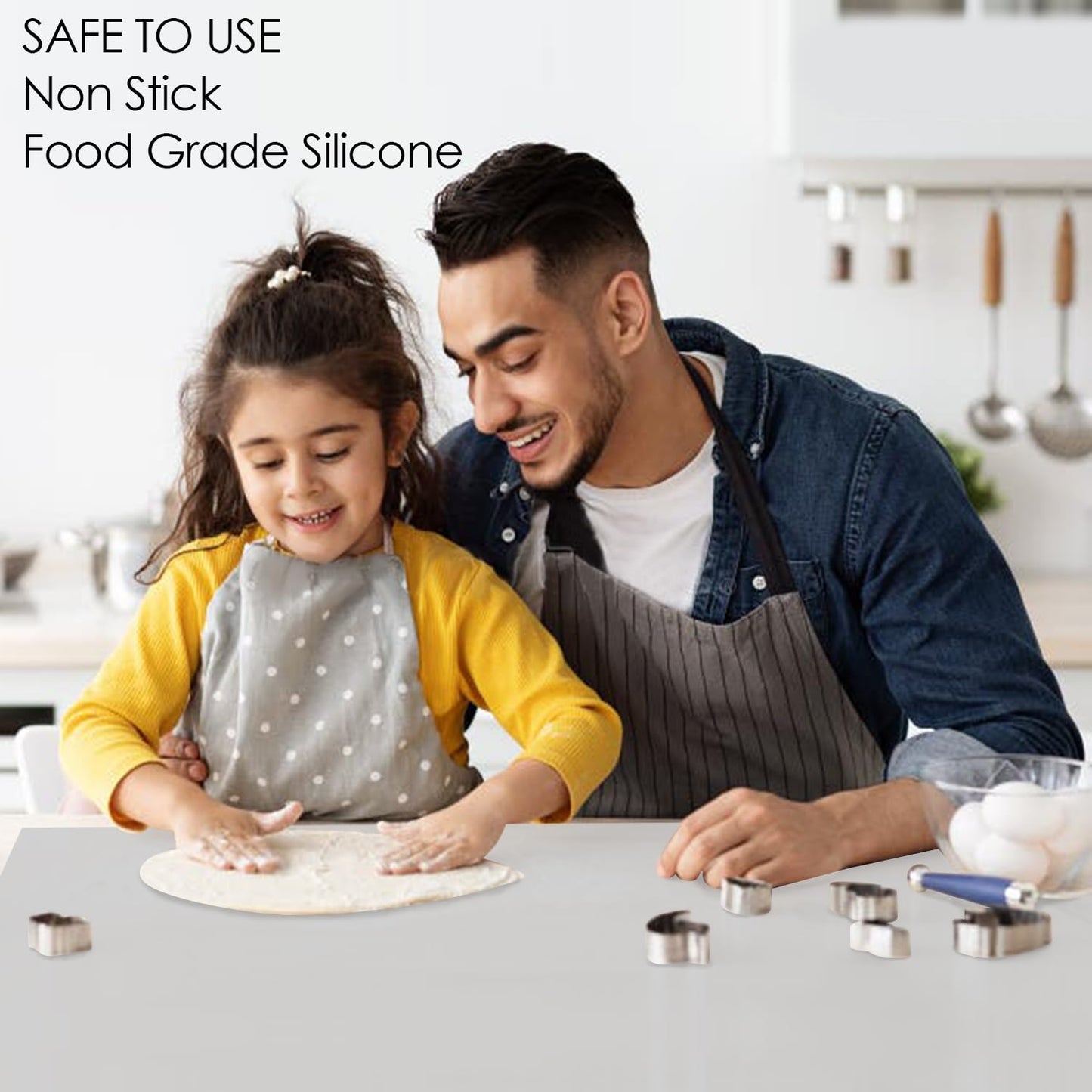 Extra Large Silicone Mat, 31.5x23.6 Inch Heat Resistant Mat for Kitchen Counter, Non-Stick Silicone Baking Mat for Dough and Pastry, Thick Silicone Pad Countertop Protector, Gray