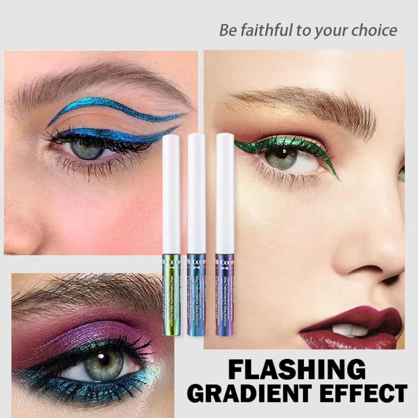 Corleone Glitter Liquid Eyeliner, Metallic Change Color Rainbow Eyeliner Gel MultiColor Highly Pigmented Waterproof Longer-Lasting Colorful Eye Liner Gift Kit for Women and Girls