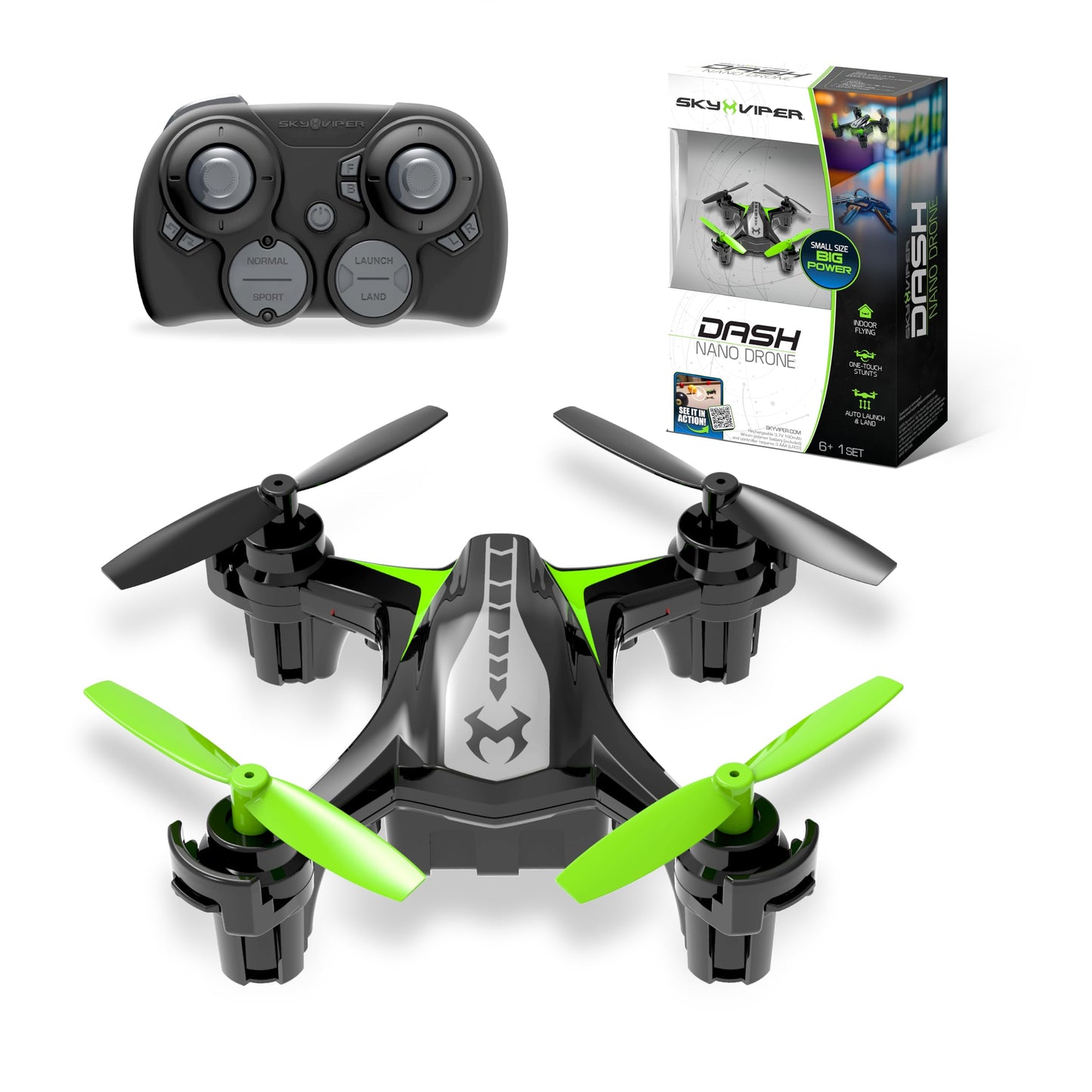 Sky Viper Dash Nano Performance RC Drone, Fast Safe Indoor Flying, Rechargeable Battery