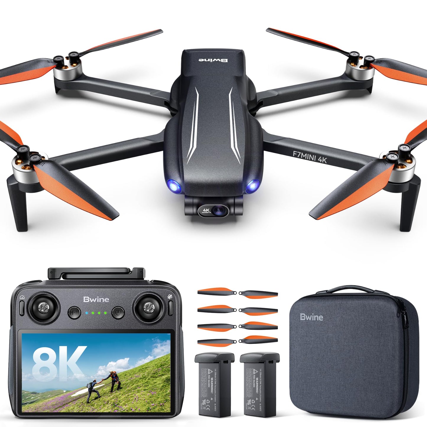 Bwine F7MINI 4K(RC3) Drones with Camera for Adults, 8K Photo 4K Video, RC with 1080P Screen, 20000ft Transmission, 64min Flight, 3-Axis Gimbal, 249g FAA-Exempt, GPS Track, Auto Return, Beginner Mode
