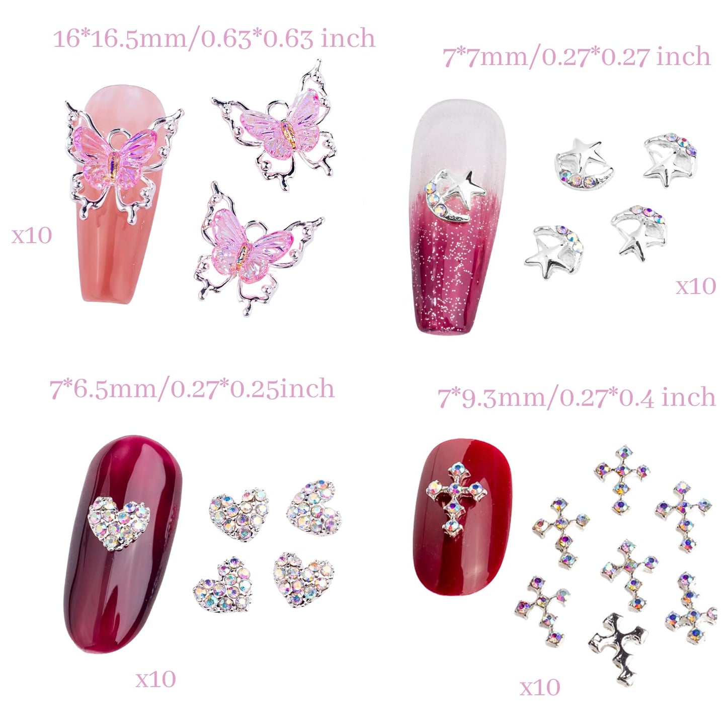 Y2K Press On Nails Packaging Kit+ Nail Charms Bundle