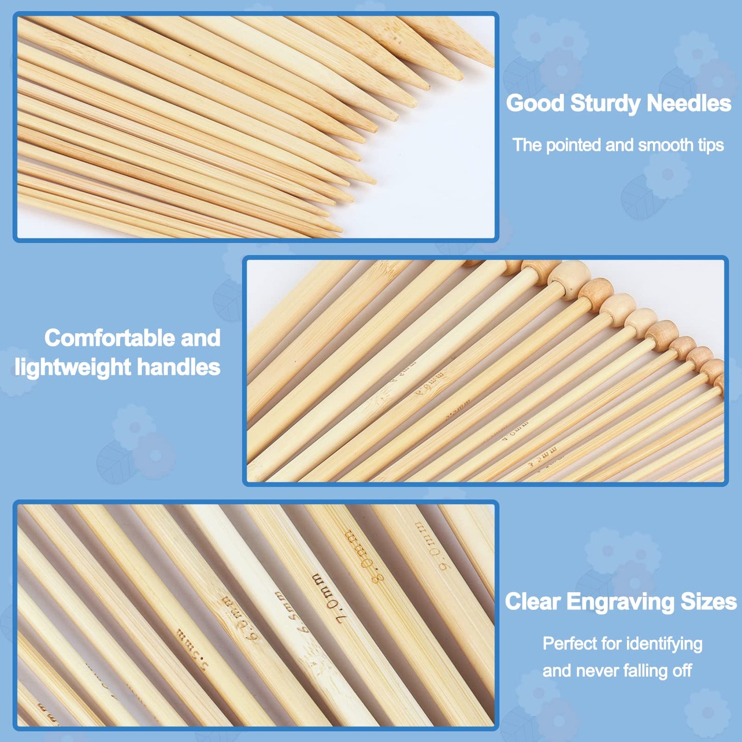 Coopay Knitting Kit for Beginners 71pcs | 2mm-10mm Single Pointed Knitting Needles Set | Bamboo Knitting Set with Yarn | Straight Knitting Needles, Storage Case, Knitting Accessories, Knitters Gifts