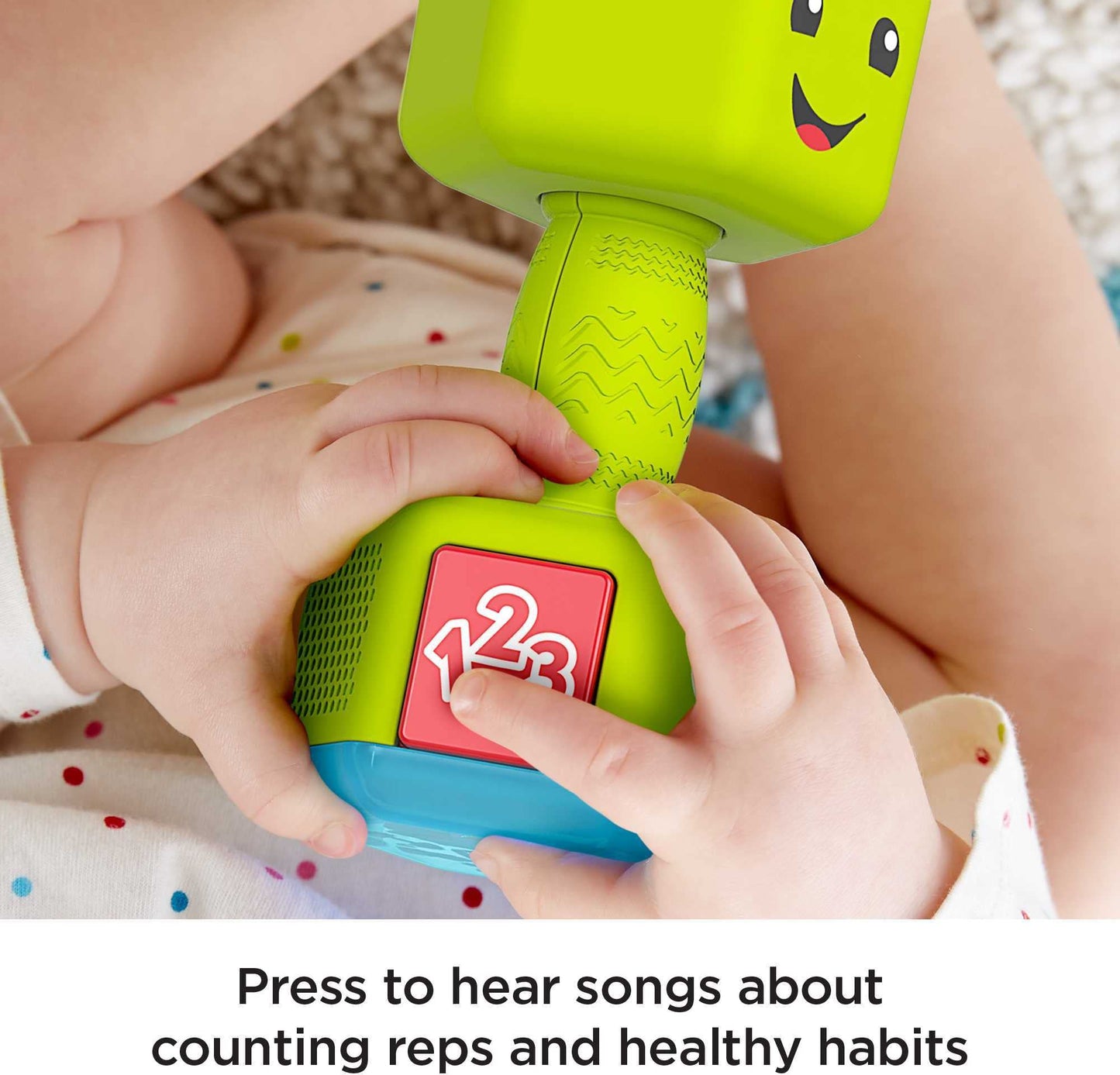 Fisher-Price Baby & Toddler Toy Laugh & Learn Countin’ Reps Dumbbell Rattle with Learning Lights & Music for Infants Ages 6+ Months