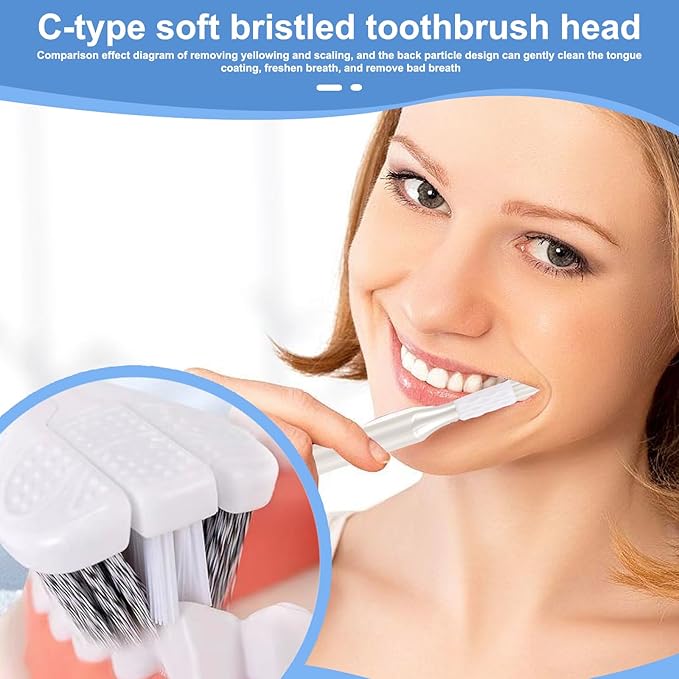 4-Pack Medium Toothbrush Set, Bulk Toothbrushes for Kids Travel, Multi-Angle Cleaning, Medium Soft Bristles, Black, White, Gray, Gold