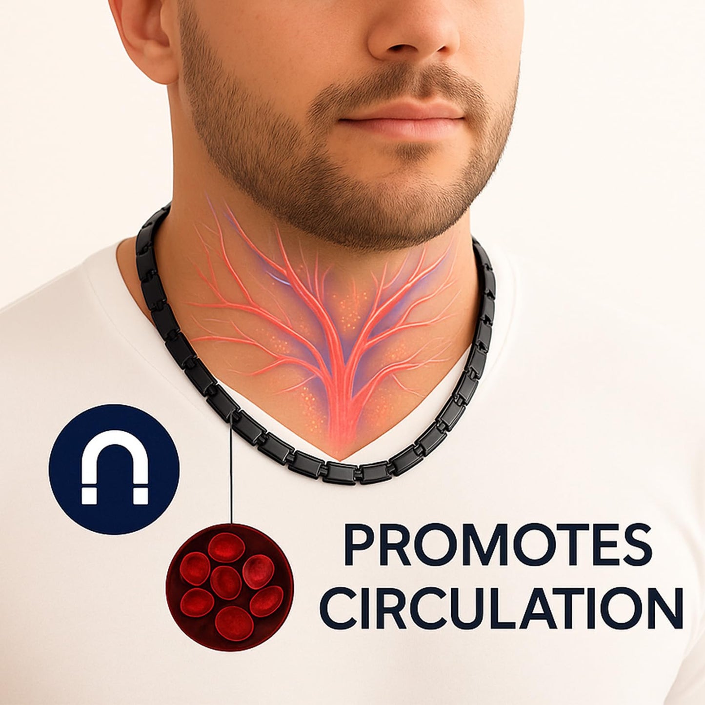 KYOSI Titanium Magnetic Necklace for Men Magnet Jewelry Mens Womens Necklace Unisex Links 22 inches Adjustable Size