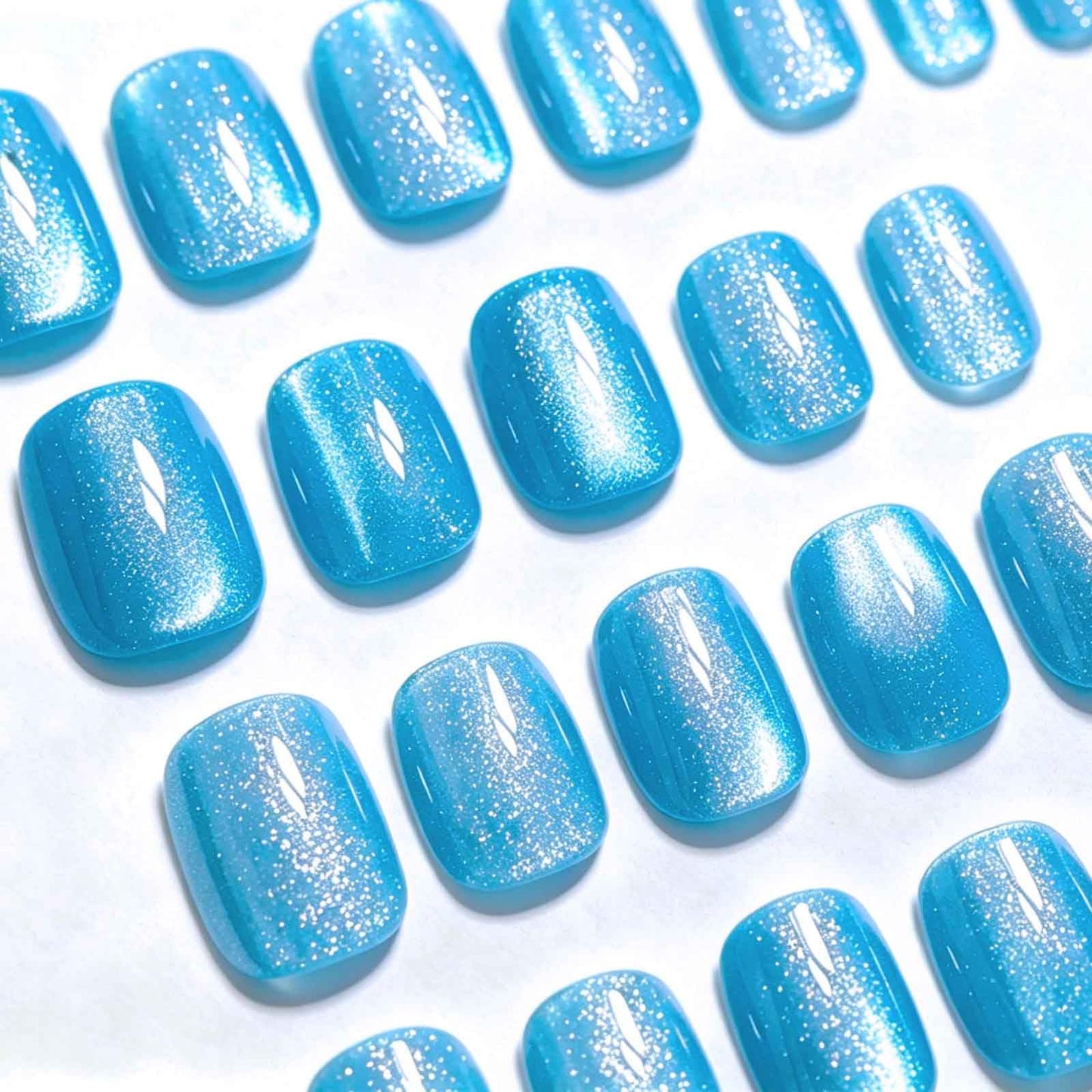 Hkanlre Short Press-On Nails Square Fake Nails Jelly Acrylic Fake Nail Finish Salon-Quality Holiday Nails 30 Nail Kit for Women