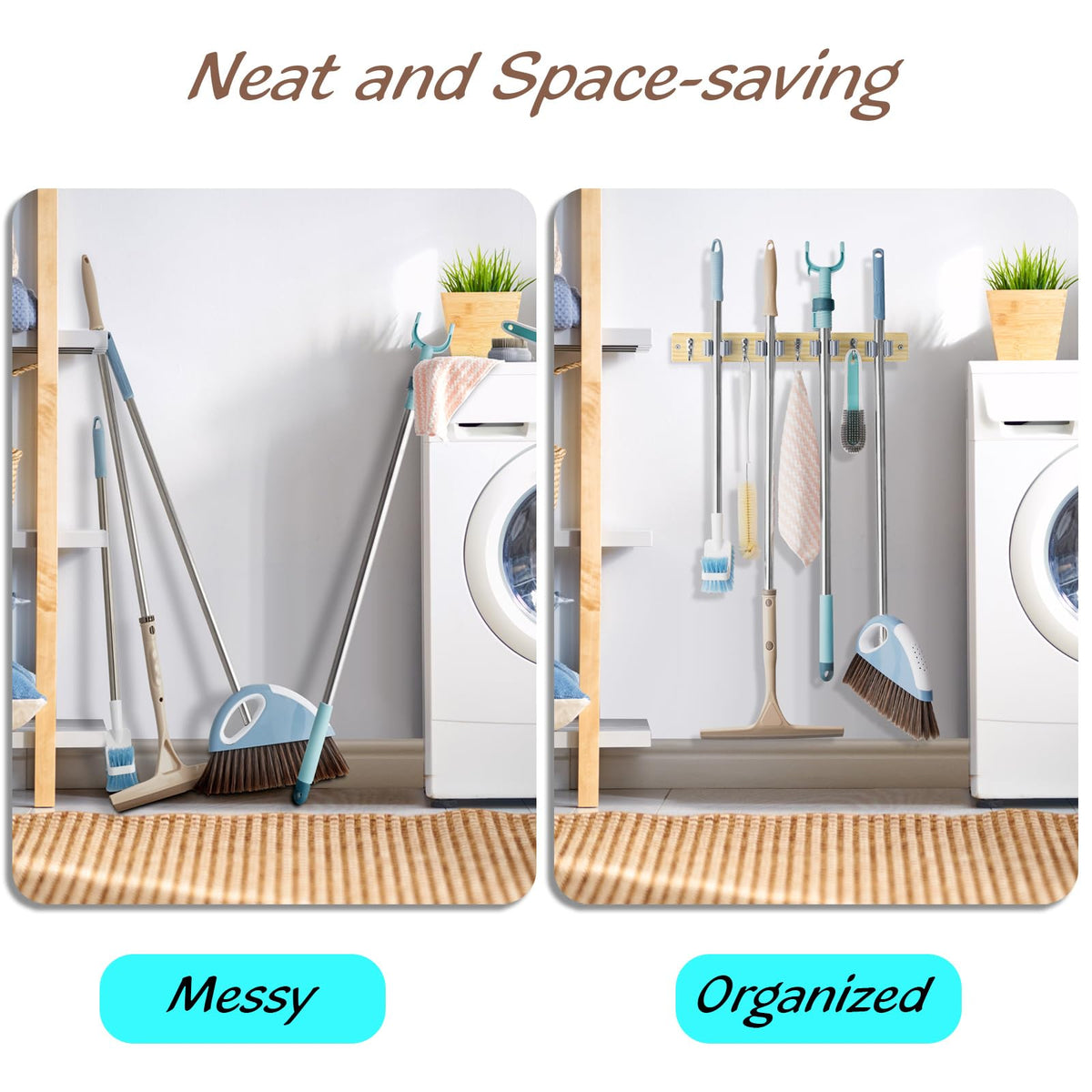 Mop and Broom Holder Wall Mount