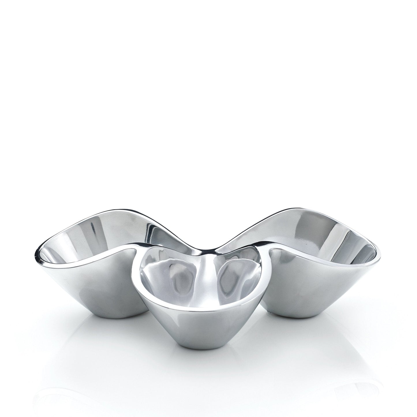 nambe Bella Triple Condiment Server | 3 Part Divided Serving Tray for Condiments, Dips, Appetizers, and Snacks | Made of Metal Alloy | Designed by Steve Cozzolino