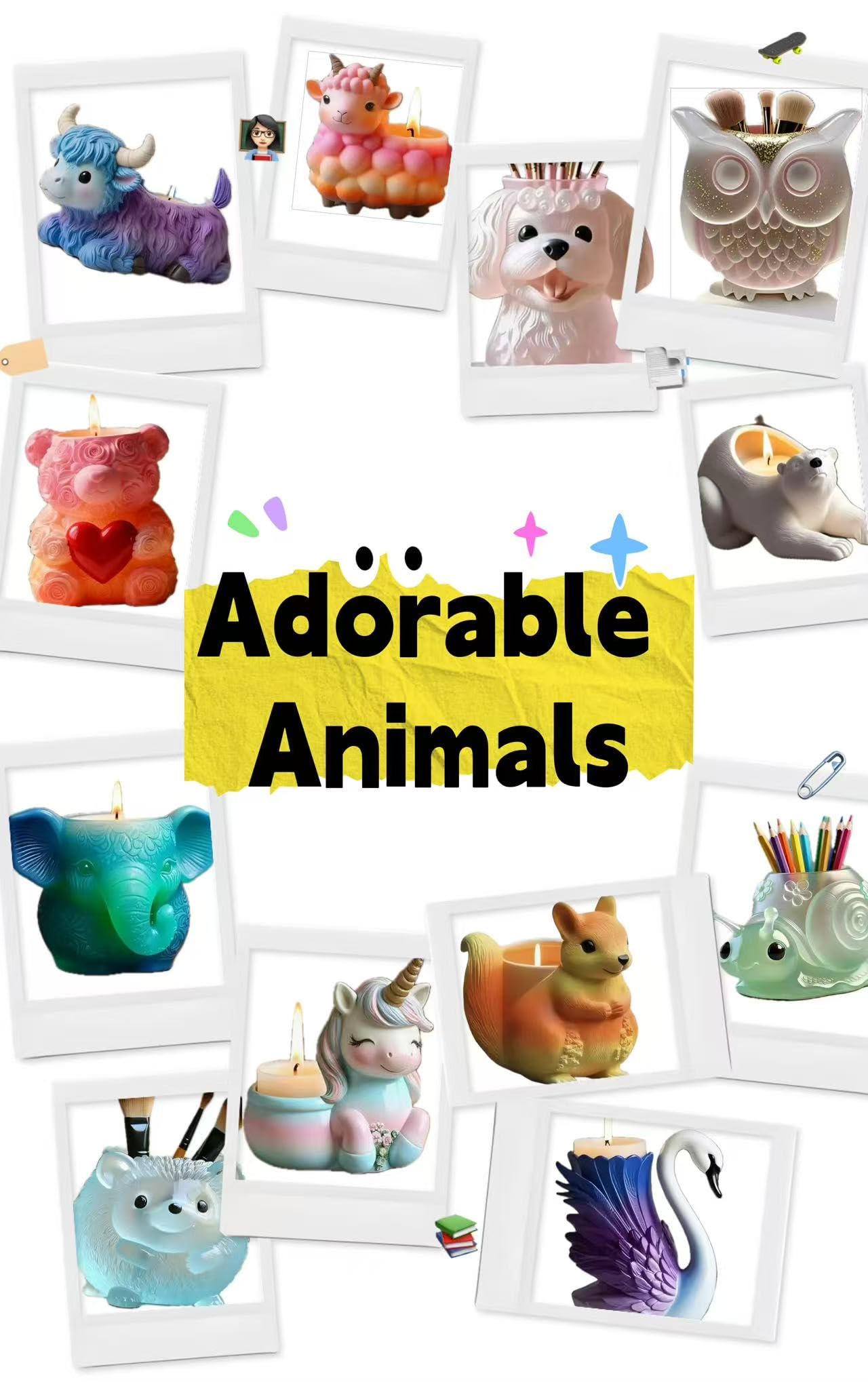Animal Resin Molds Silicone 3D Cute Polar Bear Epoxy Resin Plaster Candle Holder Wax Molds for Candle Making, Art Crafts DIY Unique Display Home Decor