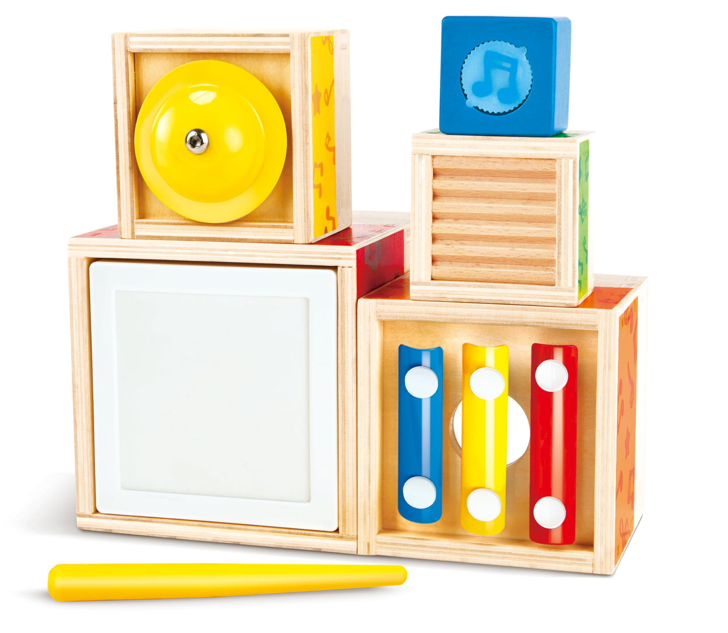 Hape Stacking Music Set | Colorful 6 Piece Musical Box Toy, Wooden Set for Kids 18 Months+