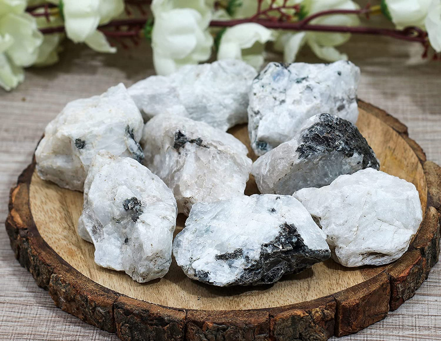 Rainbow Moonstone Rough Crystals and Healing Stones, Raw Stones and Crystals For Jewelry Making, Tumbling Bulk, Polishing, Lapidary, Fountain Rocks, Decoration, Wire Wrapping, Reiki Healing 1 lb