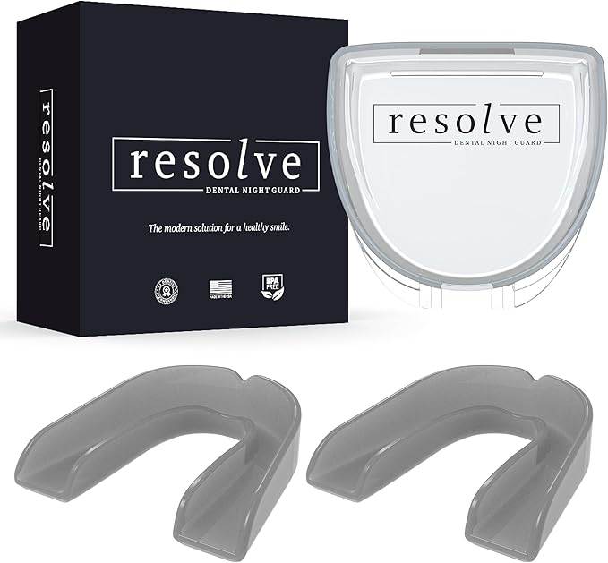 Resolve Night Guard - Custom-Fit Professional Mouth Guard for Nighttime Teeth Grinding and Clenching, Relieve Tooth Pain at Night with 2-Pack Night Guard (Silver)