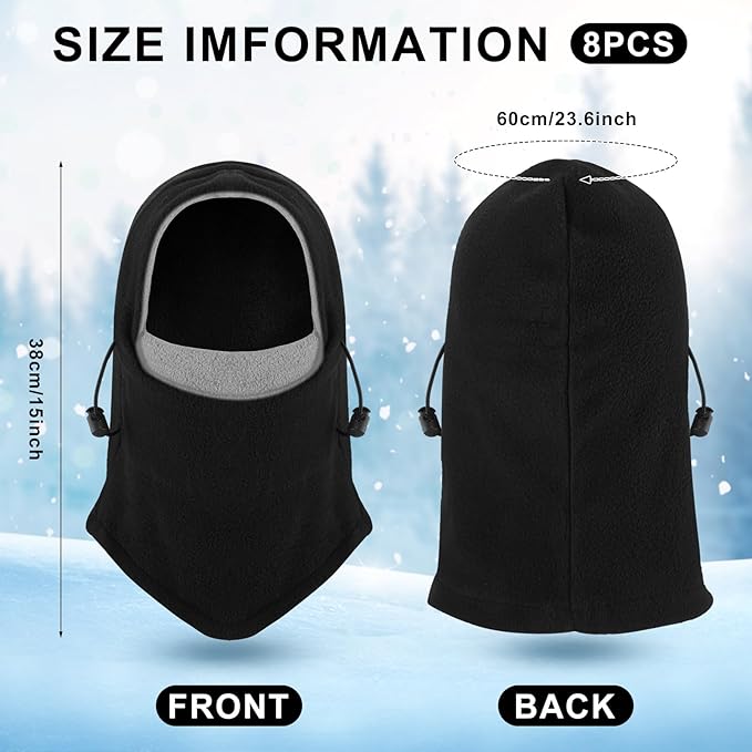 Frienda 8 Pcs Balaclava Ski Mask Men Windproof Warmer Face Covers Adjustable Winter Mask for Men Women
