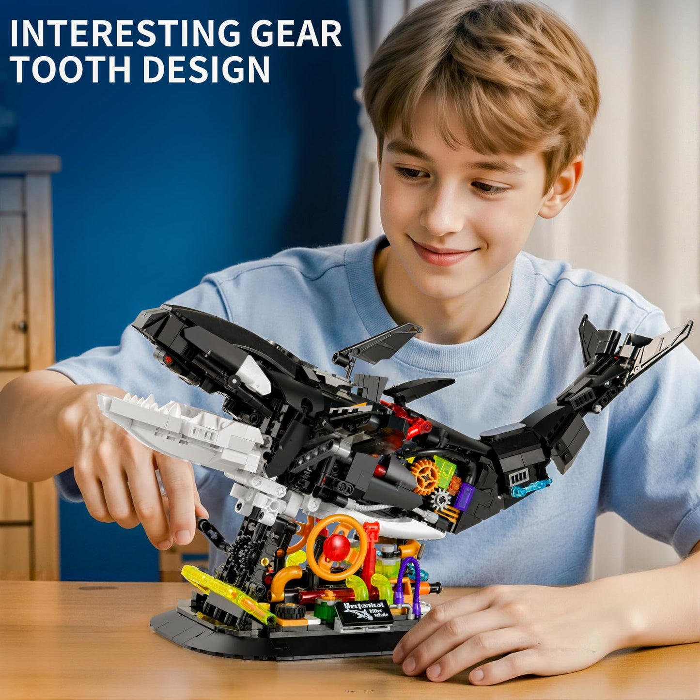 BNG Orca Building Set for Adults,Sea Animal Mechanical Fish Toys,Home Office Decor and Idea Gift for Adults and Boy 14+(1092PCS)
