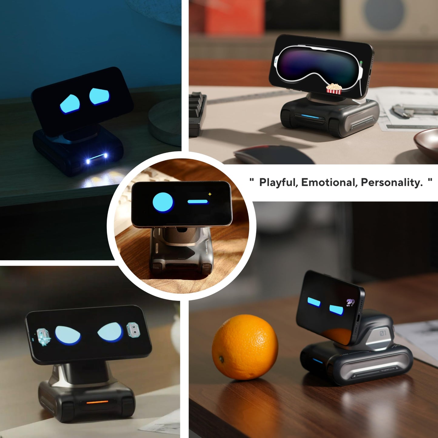 LOOI Robot-Space Black-AI Desktop Companion,ChatGPT&Gemini Voice Interaction,Visual Understanding,Personality&Memory,10W Wireless Charging,Tech&Gadget Gift,Electronic pets,Toy,Geek,Desktop Setup