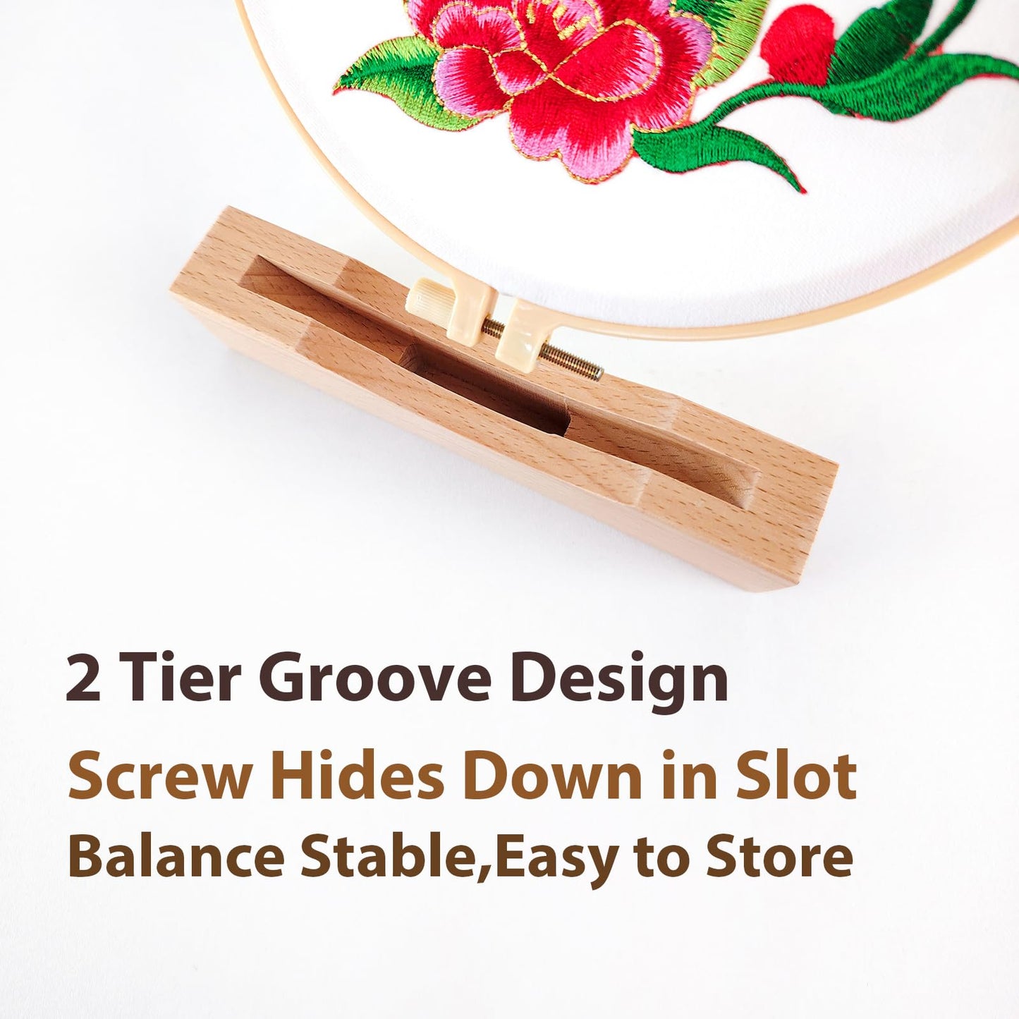 Embroidery Hoop Stand Base 3Pack Embroidery Stand 2 Tier Groove Design Embroidery Display Stand Base ，Embroidery Hoop Display Cross Stitch Kits (Suitable 4-6.7IN Frame)