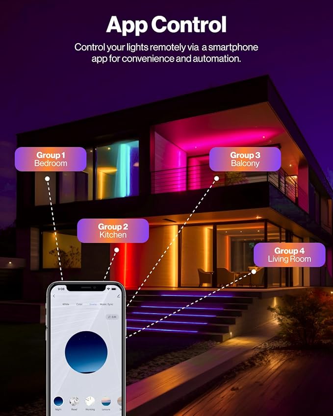 Sunco 4 Pack 6 Inch Smart Ultra Thin LED Recessed Ceiling Lights with Night Light, Tunable CCT 2700K to 6000K, Dimmable, 15W, Smooth Trim, Canless with Junction Box