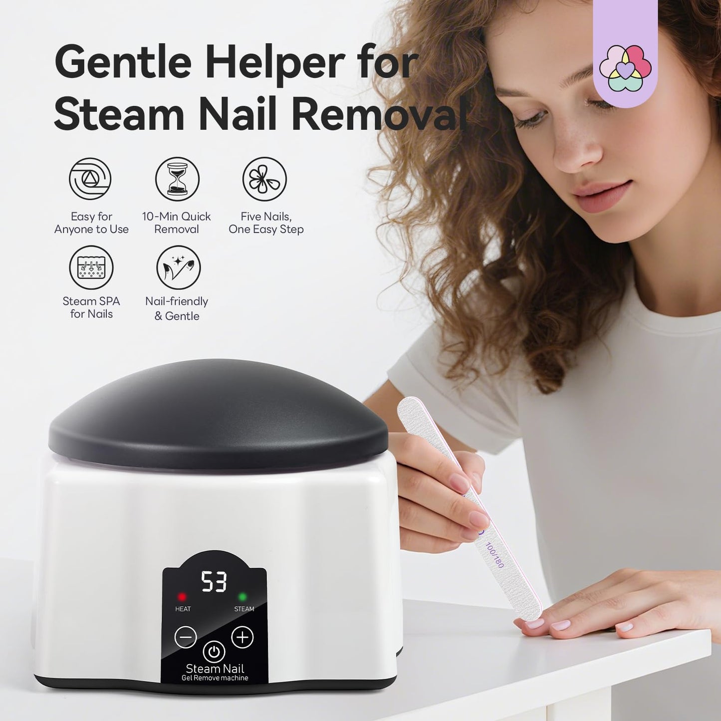 Saviland Essentials Nail Polish Remover Machine: Nail Soaking Bowl & Acetone Nail Polish Remover Gel Nail Remover Machine with Nail Soak off Bowl Soaker Tech Acrylic Nail Remover Steam Salon Home DIY