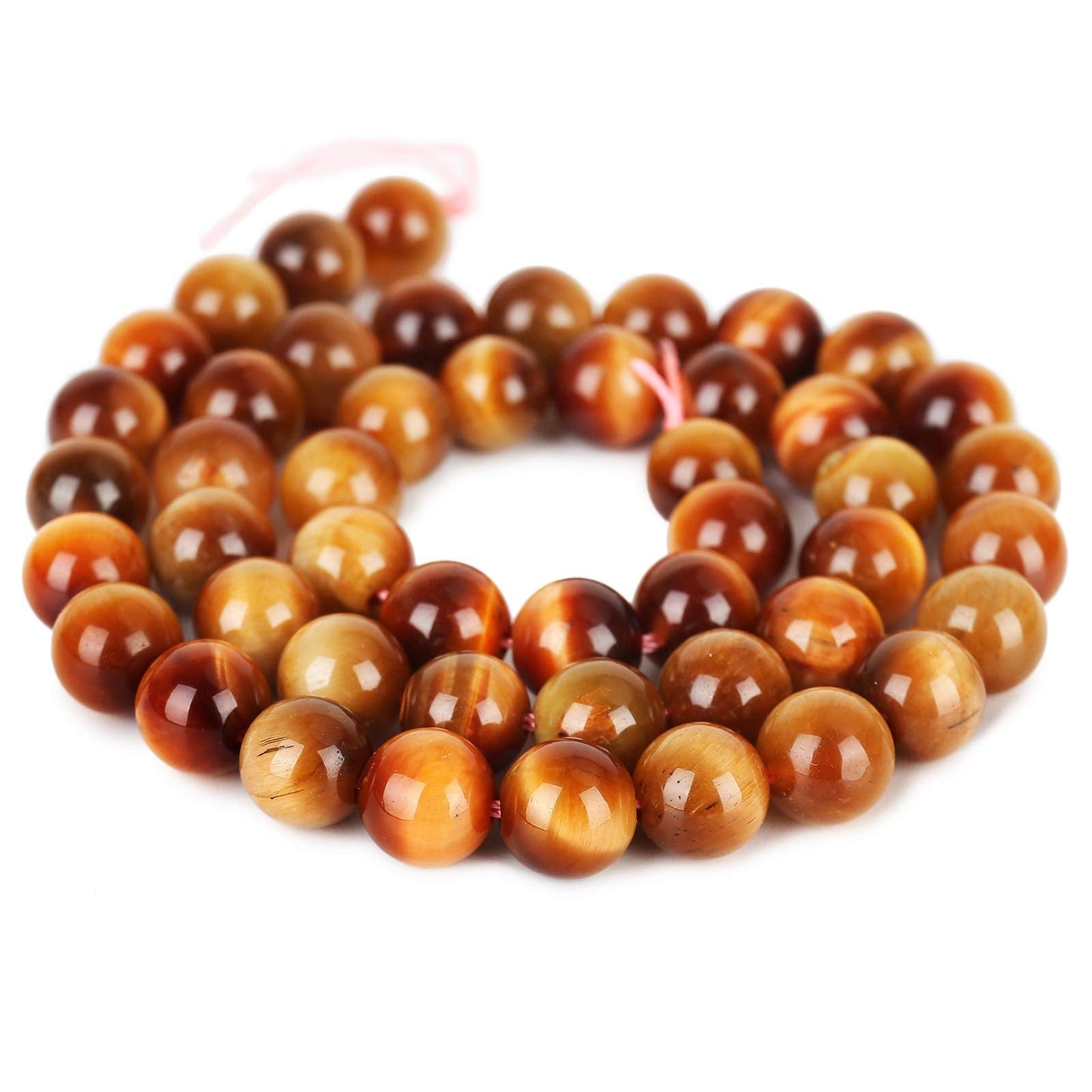 Natural Orange Tiger Eye Beads, Grade AAA Gemstone Round Loose Beads 10MM 40PCs Bulk Lot Options, Semi Precious Stone Beads for Jewelry Making