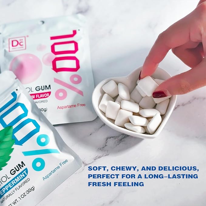 DC24 DAILY CARE 100% Xylitol Gum | Aspartame Free Chewing Gum | Natural Bubblegum Flavored | Sugar Free Gum, 20 Pieces, Pack of 2