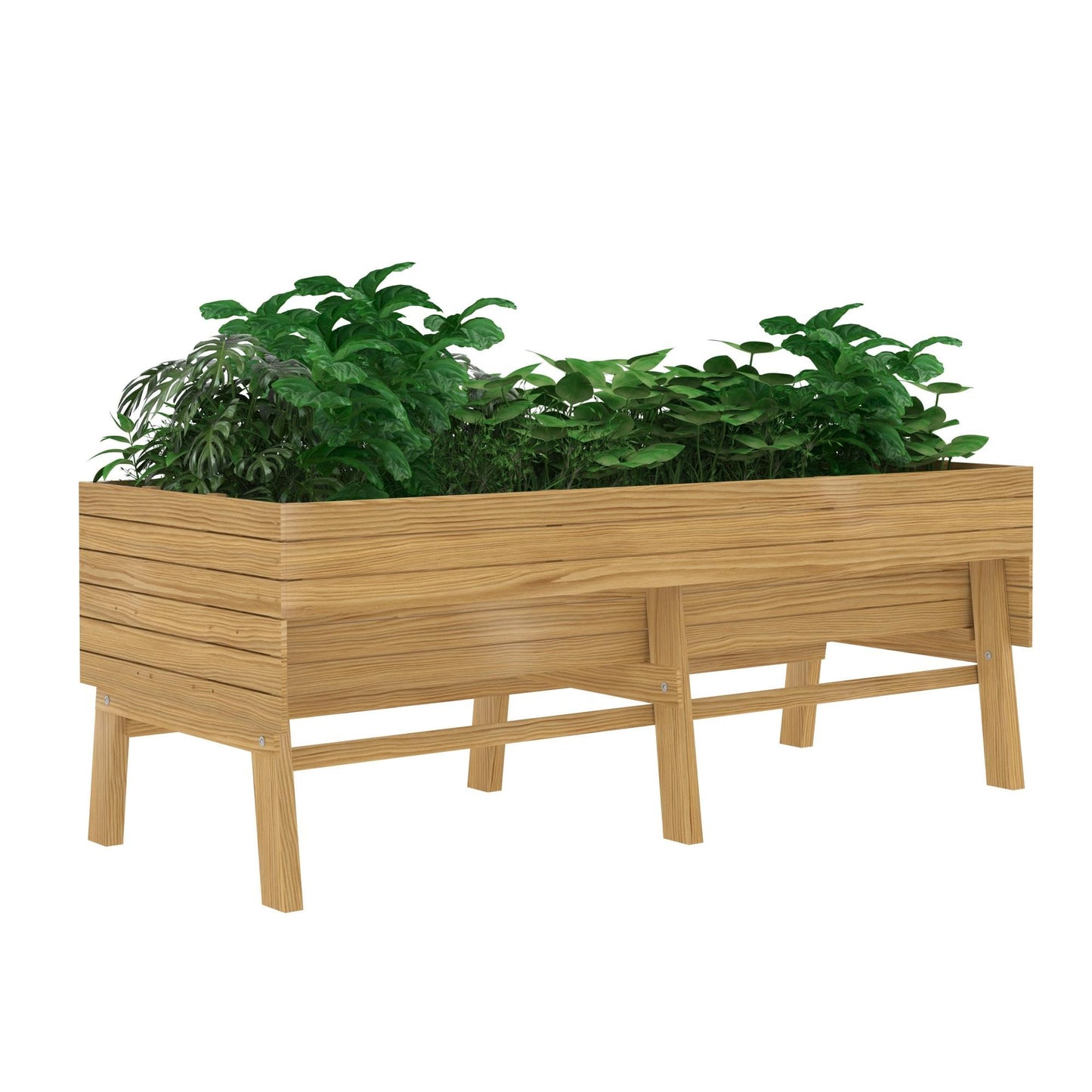 Yardenaler 6 x 3 x 2FT Raised Garden Bed with Legs, Large Outdoor Elevated Wood Planted Box with Liner for Vegetable Flower, Backyard and Patio, Natural