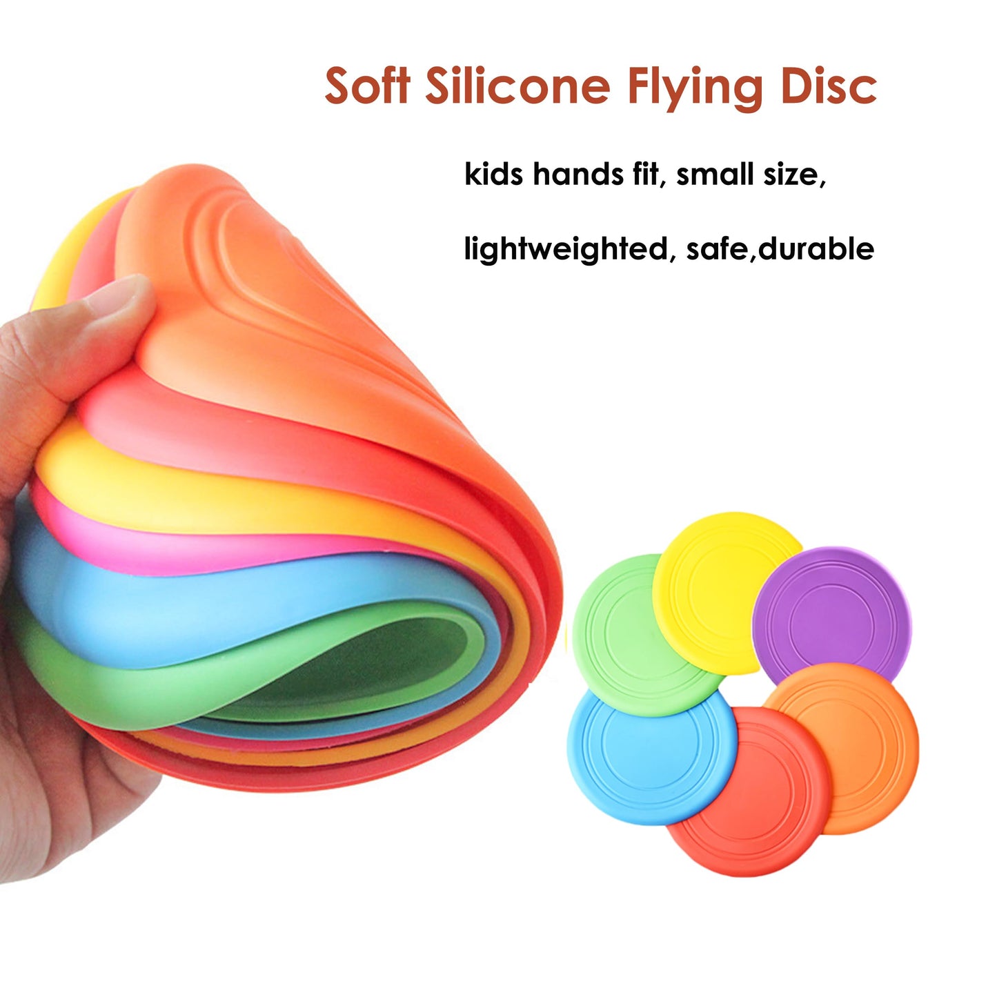 SUHEEUS Kids Flying Disc Toy Outdoor Playing Lawn Game Disk Flyer for Kindergarten Teaching Soft Silicone Colorful 6 Pack Bulk Set