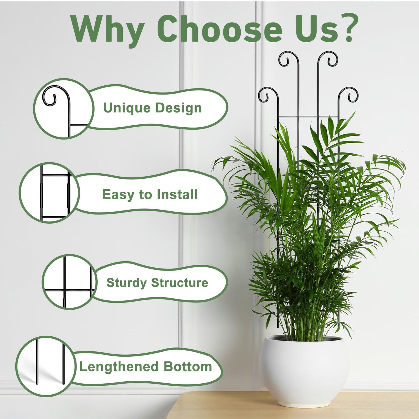 Xeeol 32.6in Tall Plant Trellis Indoor, Metal Garden Trellis for Climbing Plants, Expandable Trellis for Potted Plants for Ivy Pothos Hoya Monstera, 4 Pack