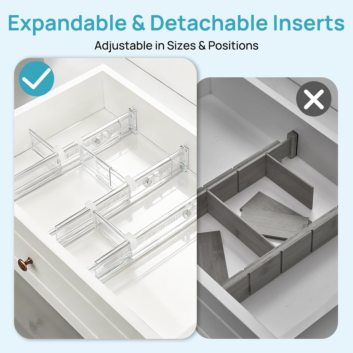 2.36" Drawer Dividers with Expandable Inserts (8 Count)
