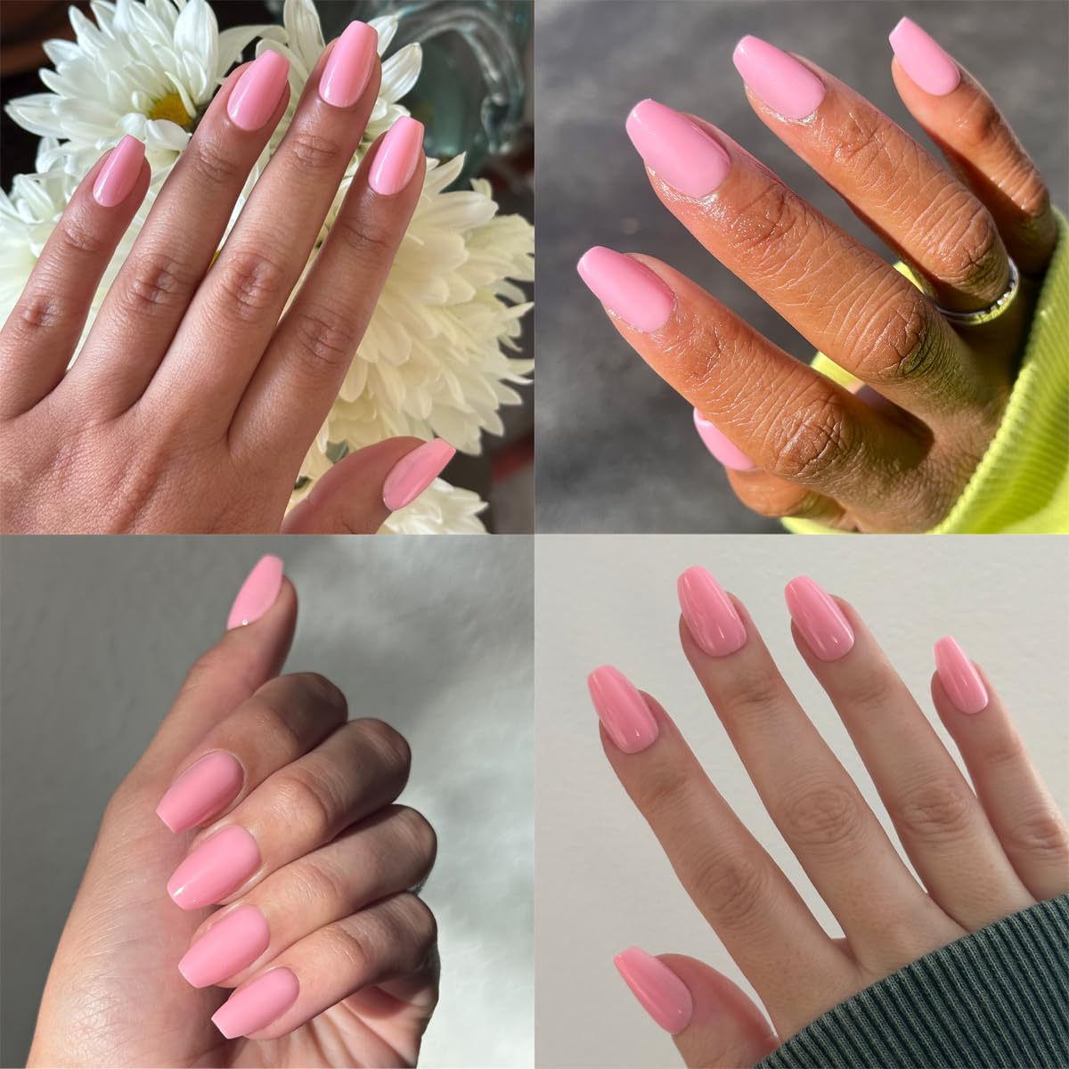 Olive & June Maximalist Instant Mani Press-On Nails (Glue) | 42 Fake Nails, 21 Sizes | Non-Toxic, Long-Lasting Big, Bold Gorgeous Realistic Look | Salon-Quality at Home | Medium, Coffin | Pink