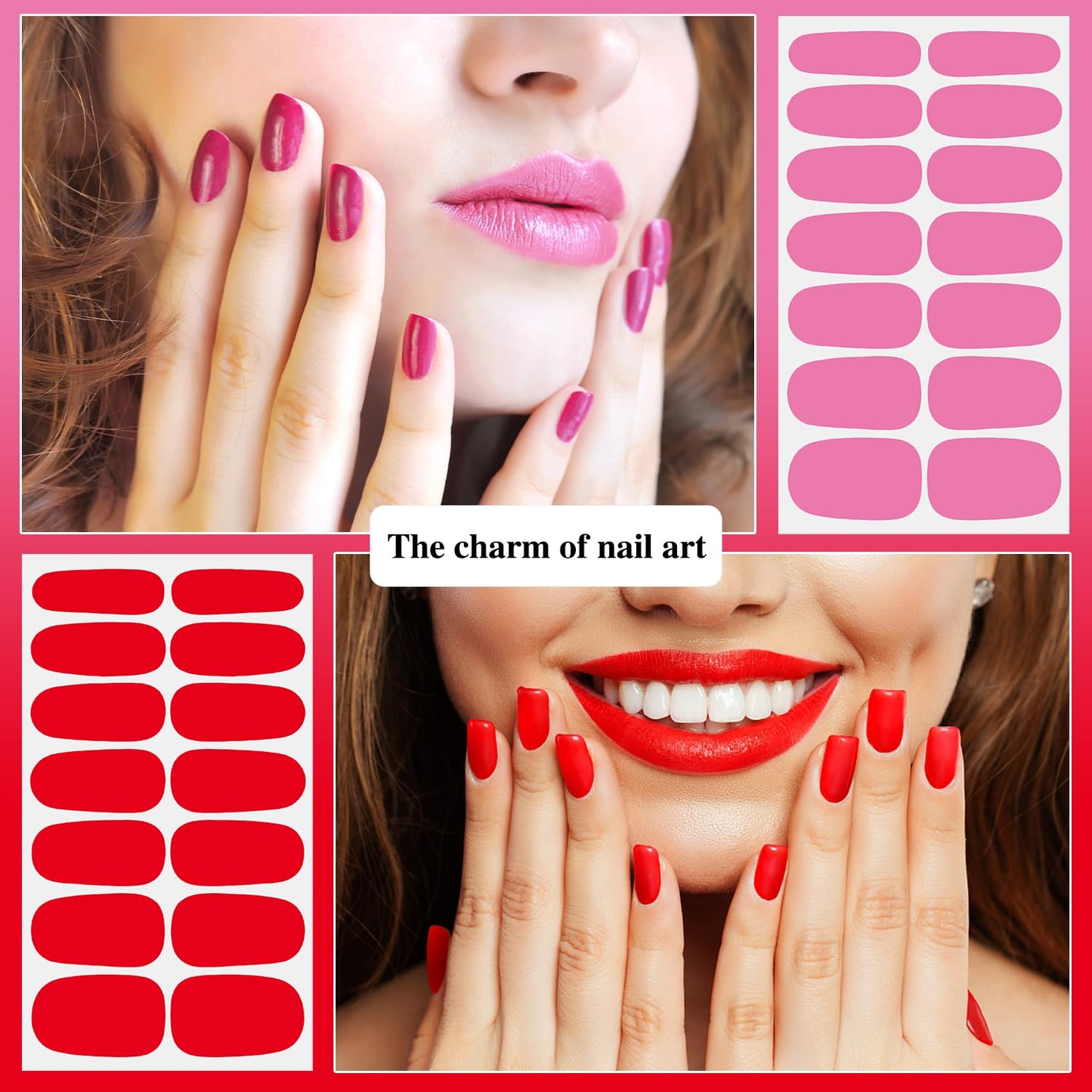 DANNEASY 24 Sheets Polish Stickers Full Wraps for Women Bright Candy Color Fingernails Self Adhesive Strips Gel Nail Strips With File, Cuticle Stick