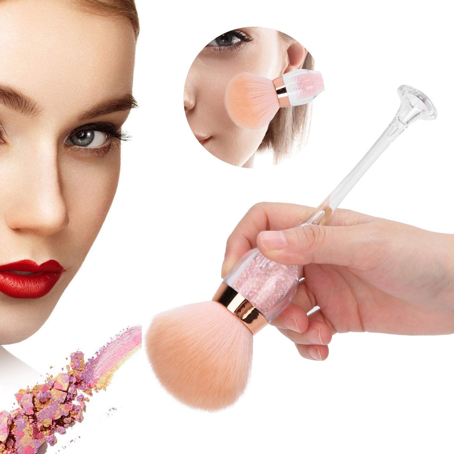 Professional Nail Art Dust Removal Brush, Nail Dust Removal Brush, Portable Blusher Loose Powder Brush Manicure Tool Powder Brush Makeup Brush