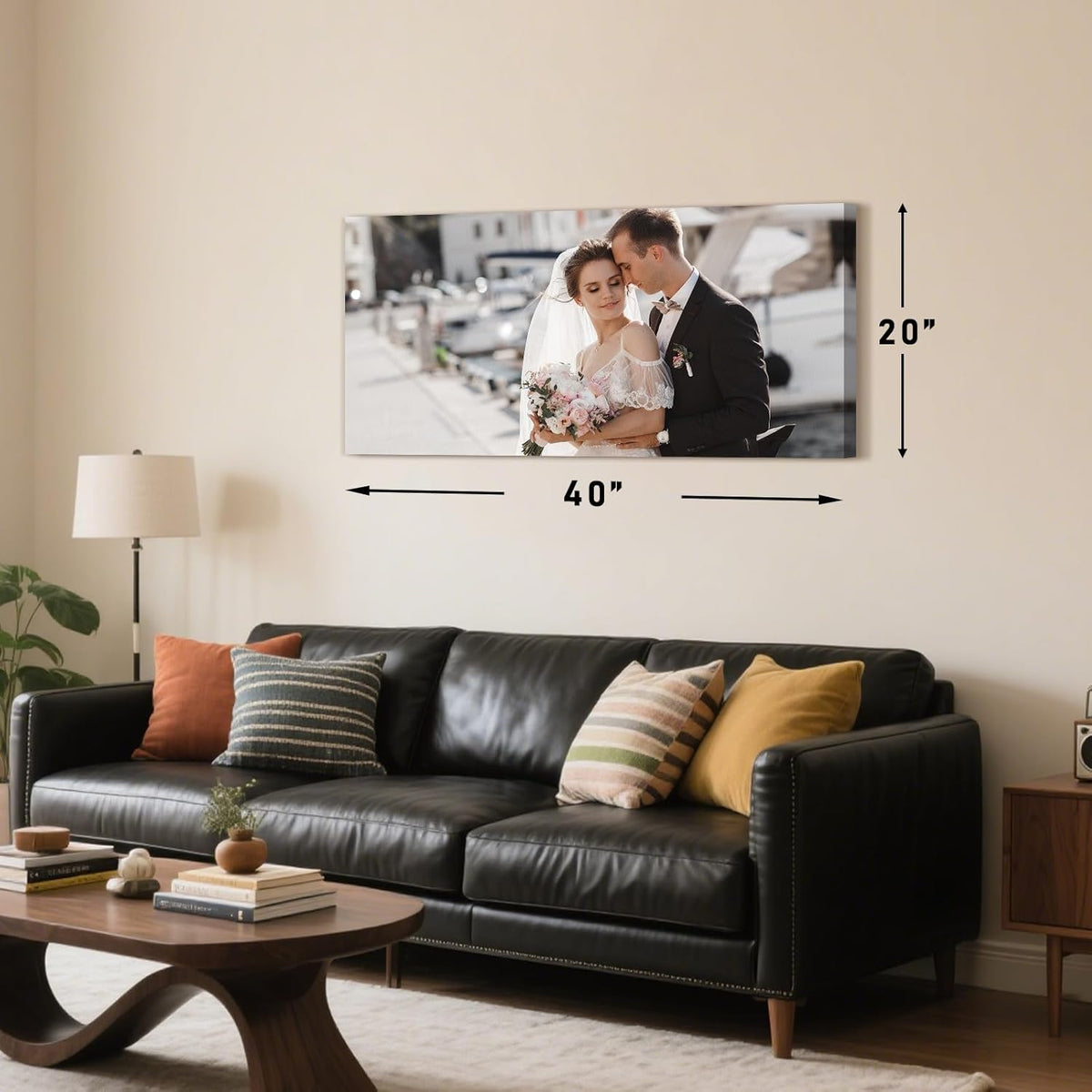 Personalized Custom Canvas Prints with Your Photos & Text, Customized Picture Print, Transform Own Images Into Framed Wall Art Digitally Printed Photo to Canvas, Keepsakes Gifts for Family 24x12’’