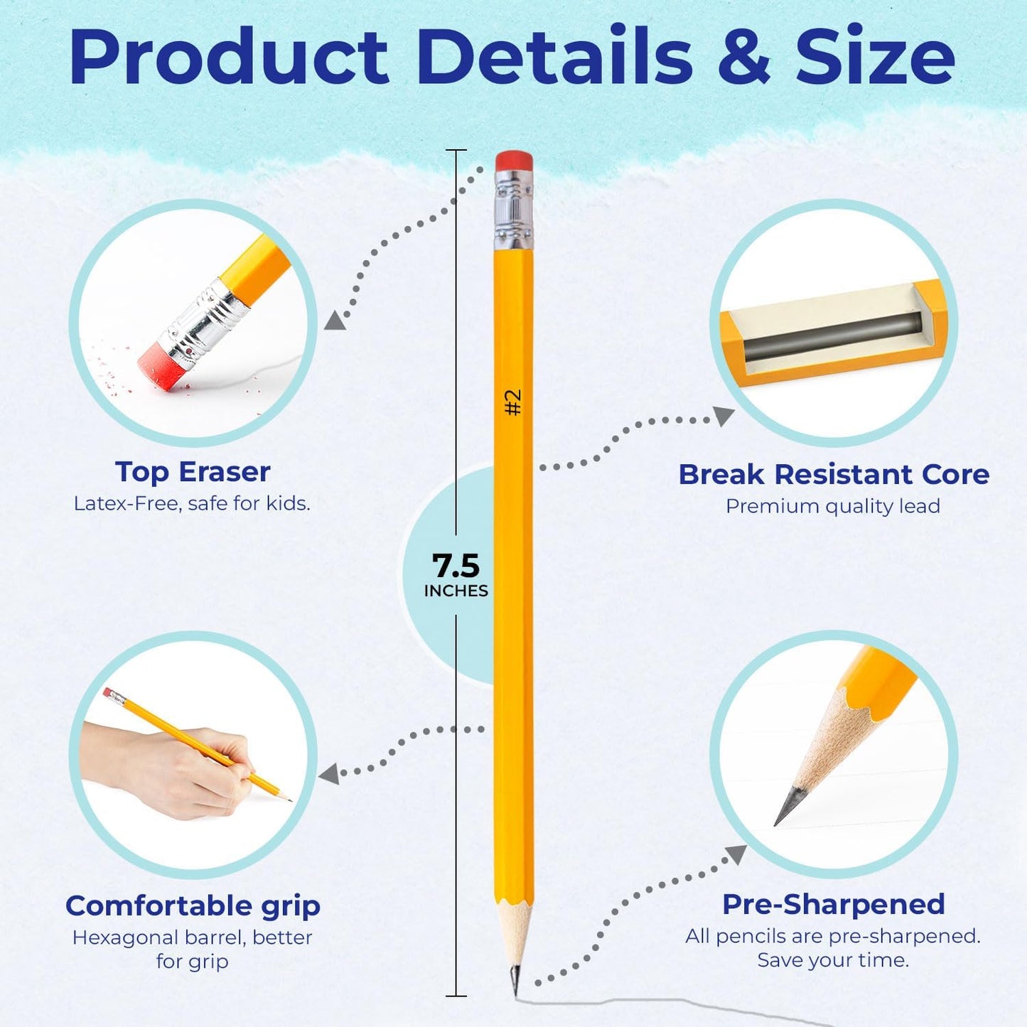 Rosmonde Pencils Bulk, 600 Pack, Pre Sharpened #2, Bulk Yellow Pencils, Easy Hold Grip With Earsers On Top, #2 HB Sharpened, Bulk Supplies for School Districts Classrooms & Colleges
