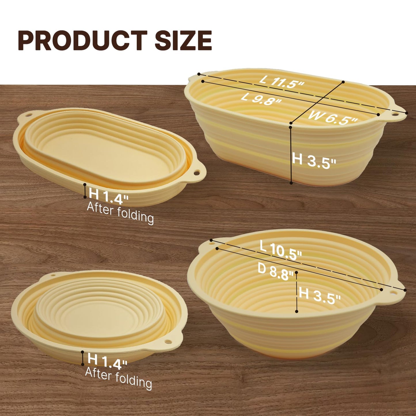 LAMPIZZERIA Silicone Proofing Basket Set Round & Oval - D'ita Collapsible Bread Banneton with Tools (Non-Stick, Easy Clean) Complete Baking Gift Kit Bread Proofing for Home Bakers